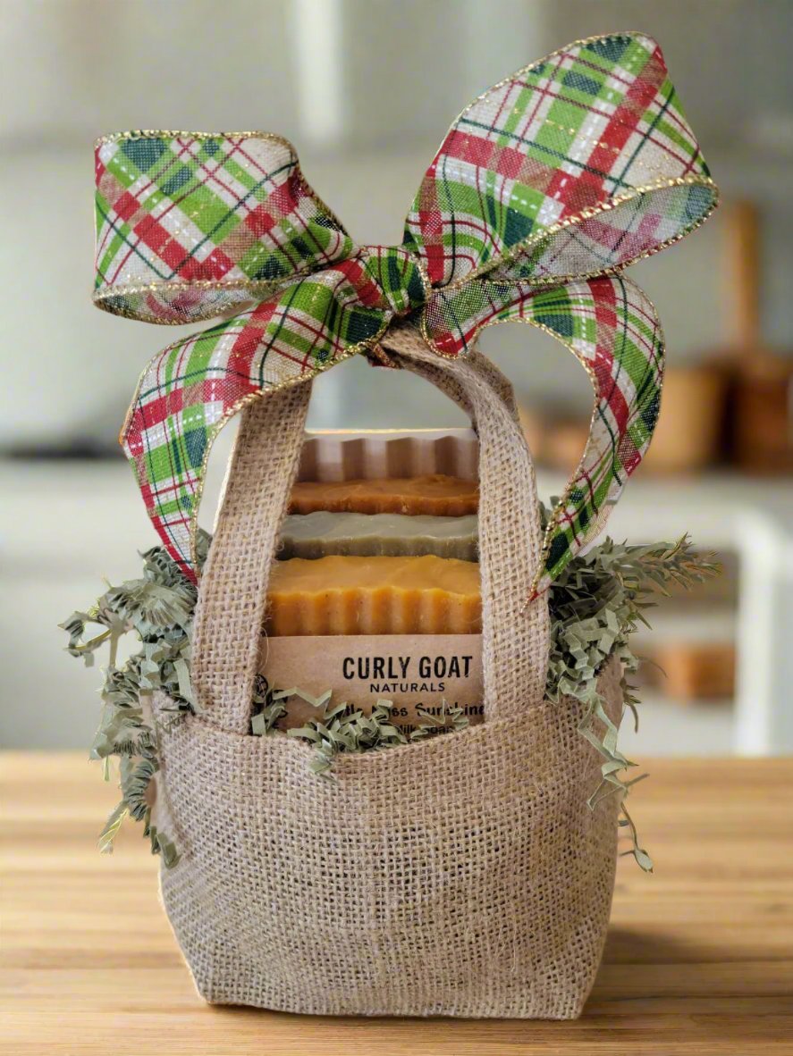 Jute Gift Bag with Soap & Soap Dish